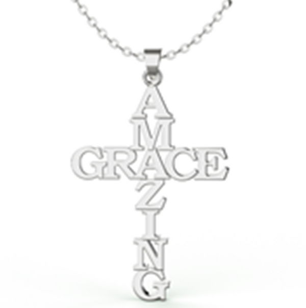 The Amazing Grace Stainless Steel Amazing Grace Cross Necklace view 3