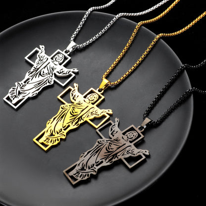 The Risen Christ Stainless Steel Jesus Cross Necklace view 7