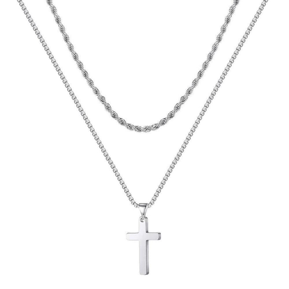 The Steadfast Cross Stainless Steel Layered Cross Necklace