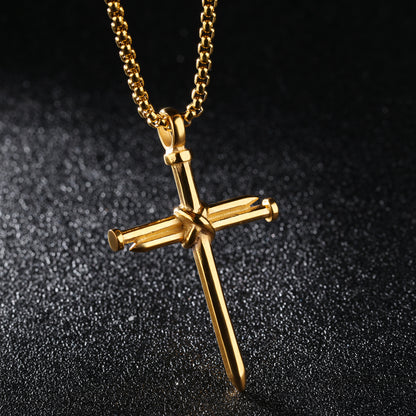 The Reverent Nails Stainless Steel Nail Cross Necklace view 5