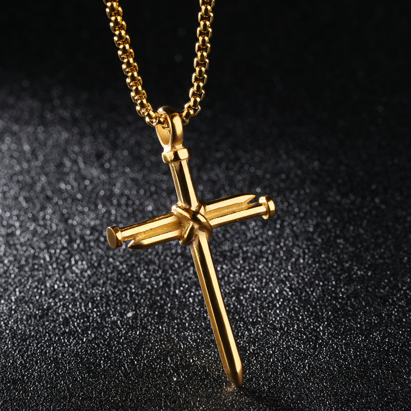 The Reverent Nails Stainless Steel Nail Cross Necklace view 5
