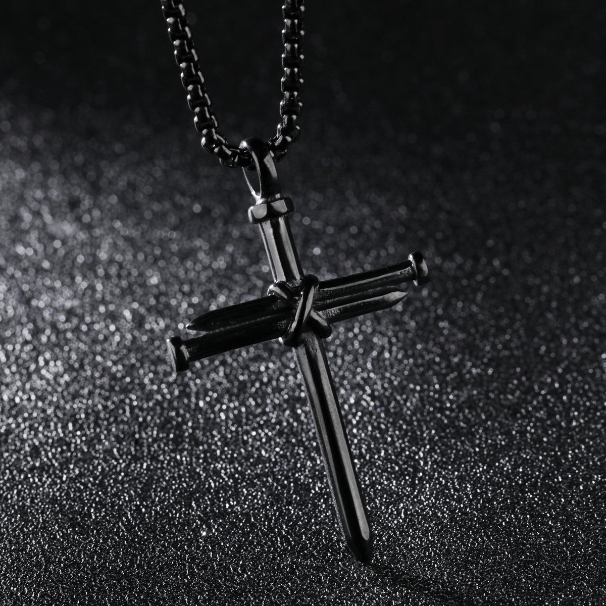 The Reverent Nails Stainless Steel Nail Cross Necklace view 4