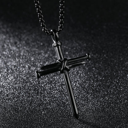The Reverent Nails Stainless Steel Nail Cross Necklace view 4