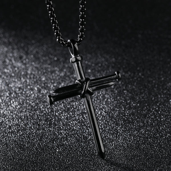 The Reverent Nails Stainless Steel Nail Cross Necklace view 4