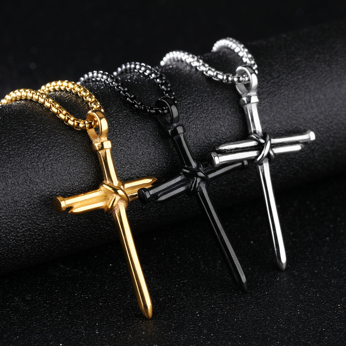 The Reverent Nails Stainless Steel Nail Cross Necklace view 7