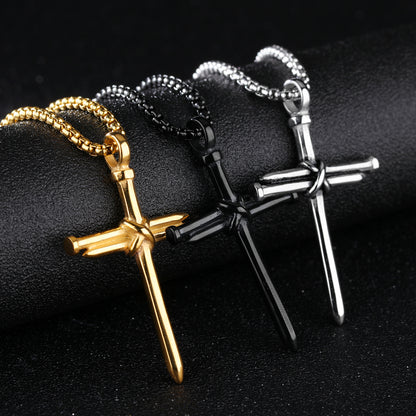 The Reverent Nails Stainless Steel Nail Cross Necklace view 7