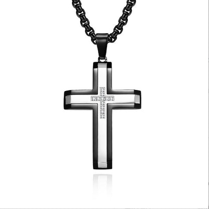 The Modern Cross Men's Stainless Steel Cross Necklace view 6
