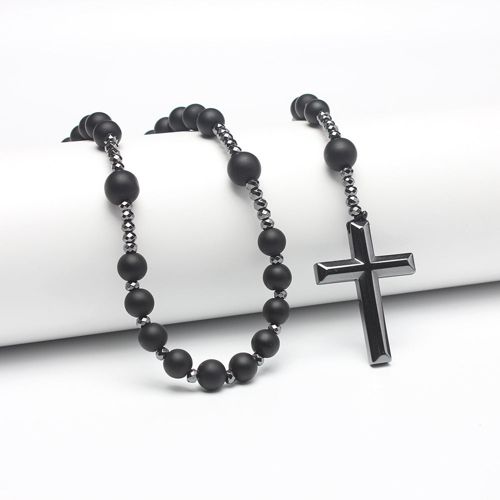 The Meditative Rosary Natural Bead Rosary Necklace with Cross view 4