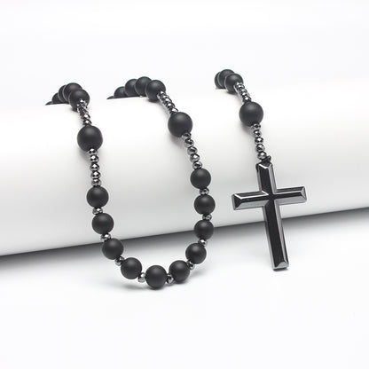The Meditative Rosary Natural Bead Rosary Necklace with Cross view 4
