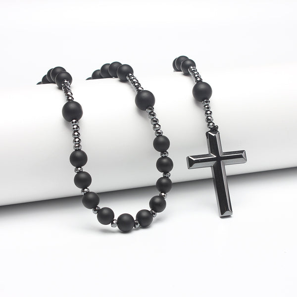 The Meditative Rosary Natural Bead Rosary Necklace with Cross view 4