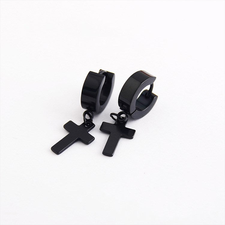 The Rainbow Cross Iridescent Stainless Steel Cross Earrings view 2
