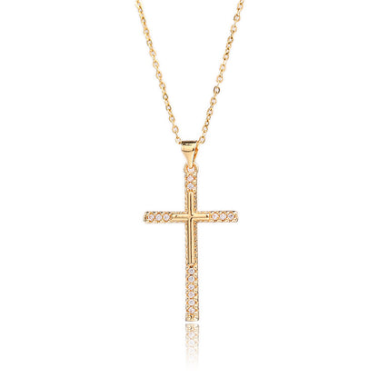 The Sovereign Light - Gold Cross Necklace with Crystals
