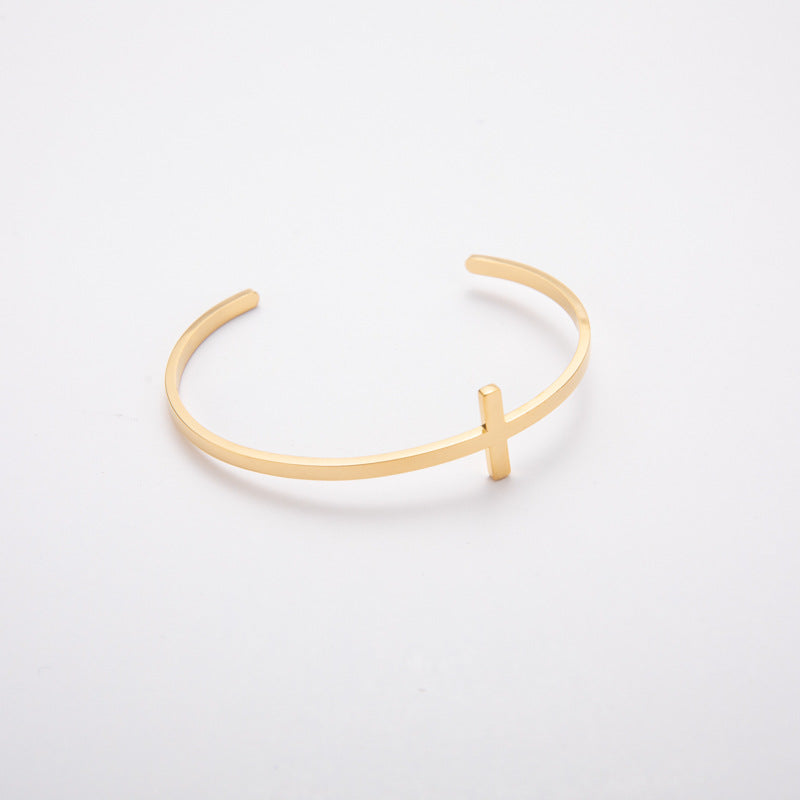 The Gentle Cross Stainless Steel Cross Cuff Bracelet view 2