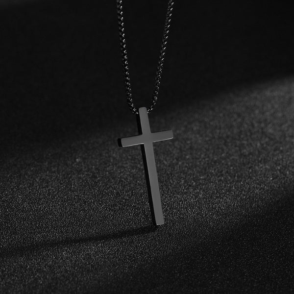 The Steadfast Cross - Black & Silver Cross Necklace
