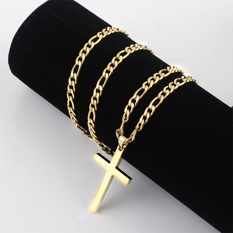 The Gilded Cross Men's Gold Stainless Steel Cross Necklace view 3
