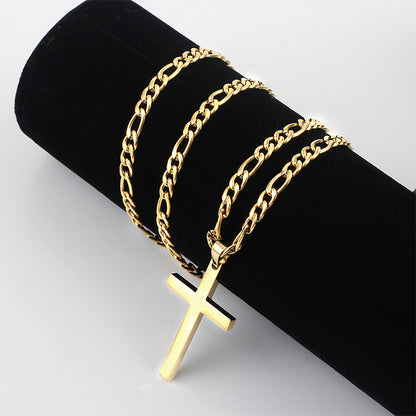 The Gilded Cross Men's Gold Stainless Steel Cross Necklace view 3
