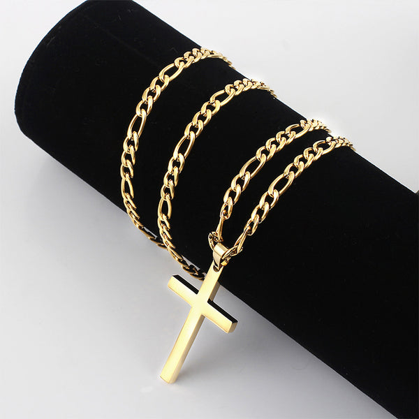 The Gilded Cross Men's Gold Stainless Steel Cross Necklace view 3