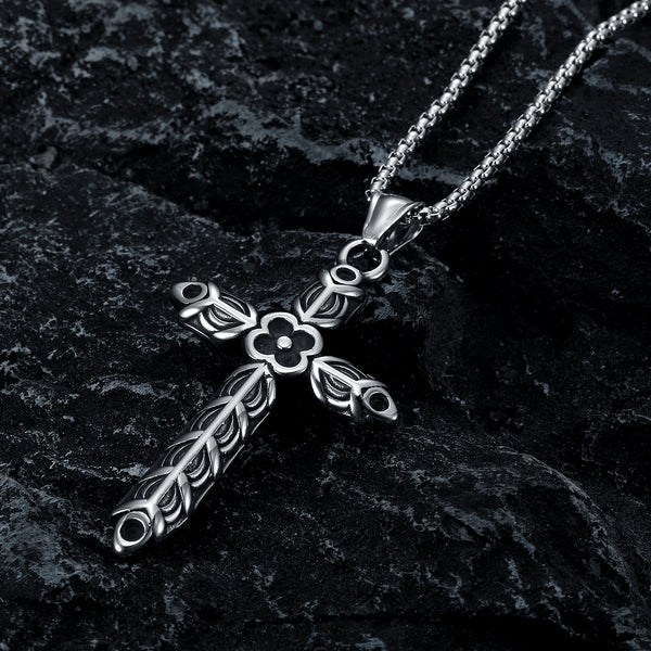 The Floral Cross Stainless Steel Floral Cross Necklace view 5