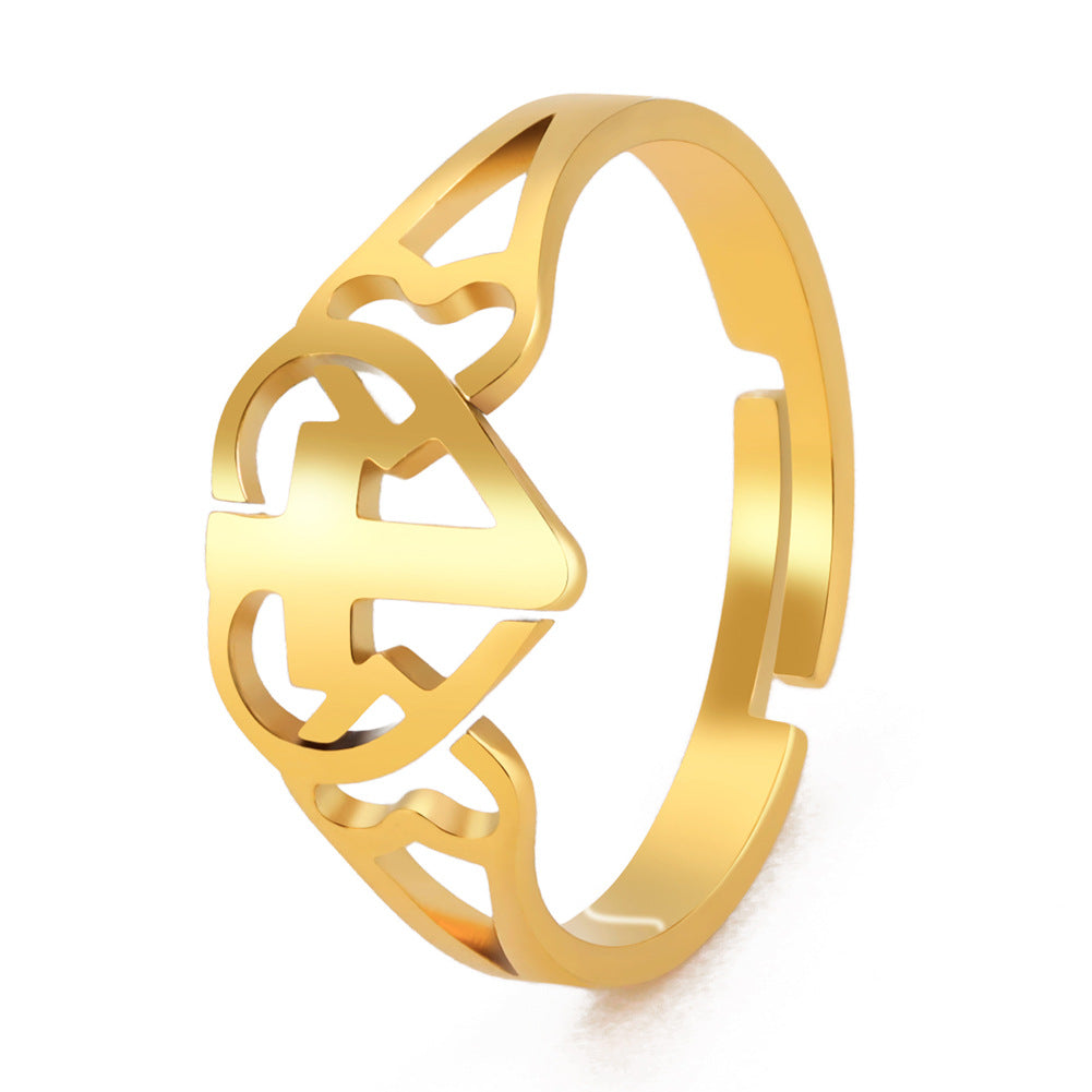 The Open Heart Cross Stainless Steel Heart Cross Ring