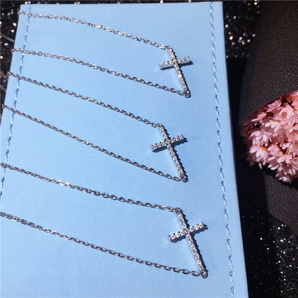The Horizon Vow - Sterling Silver Sideways Cross Necklace