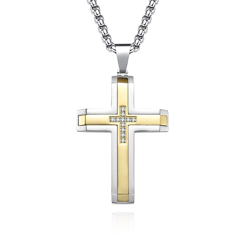 The Modern Cross Men's Stainless Steel Cross Necklace view 2