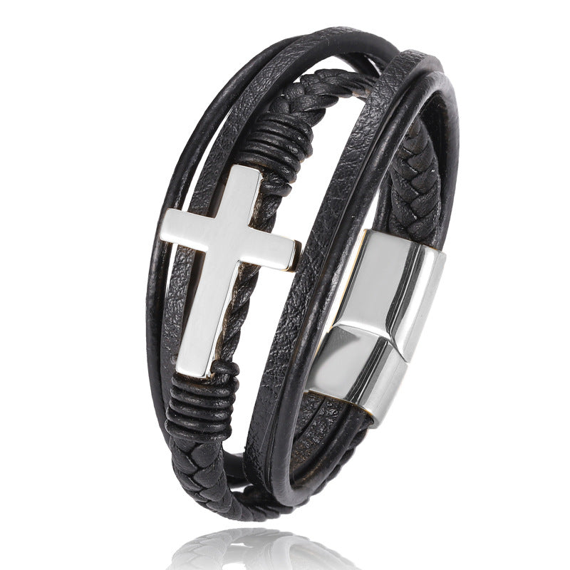 The Braided Devotion Multi-layer Braided Cross Bracelet view 9