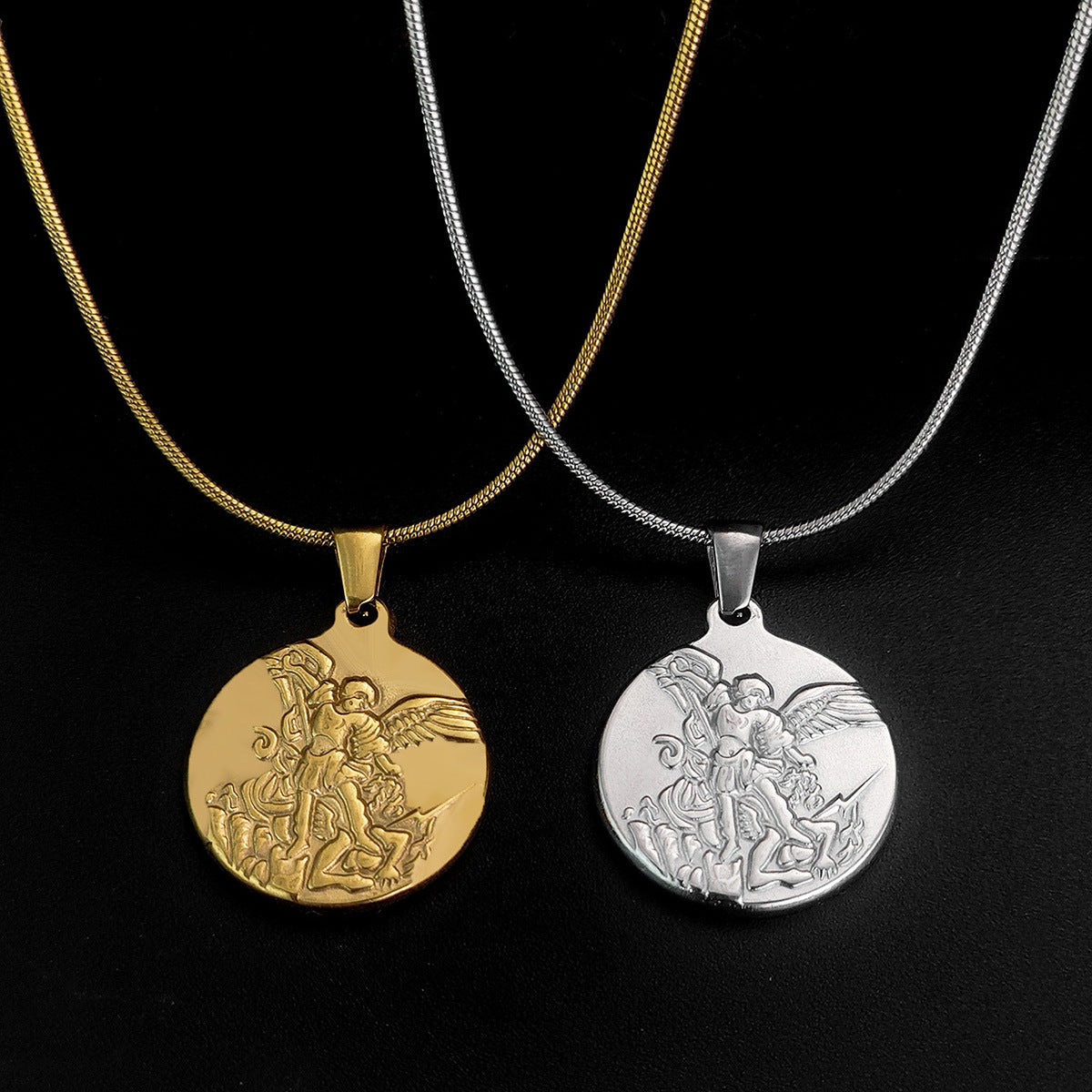 The Angelic Protector Stainless Steel Archangel Pendant Necklace view 7
