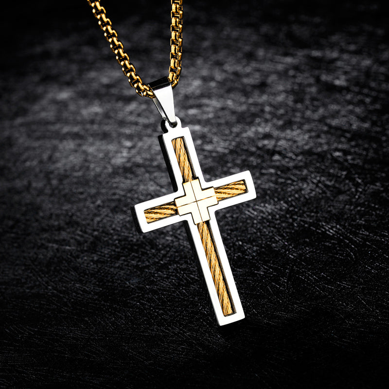 The Cable Cross Stainless Steel Cable Cross Necklace view 8