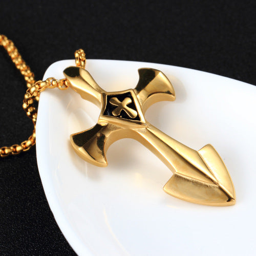 The Valiant Cross Men's Stainless Steel Cross Pendant view 4