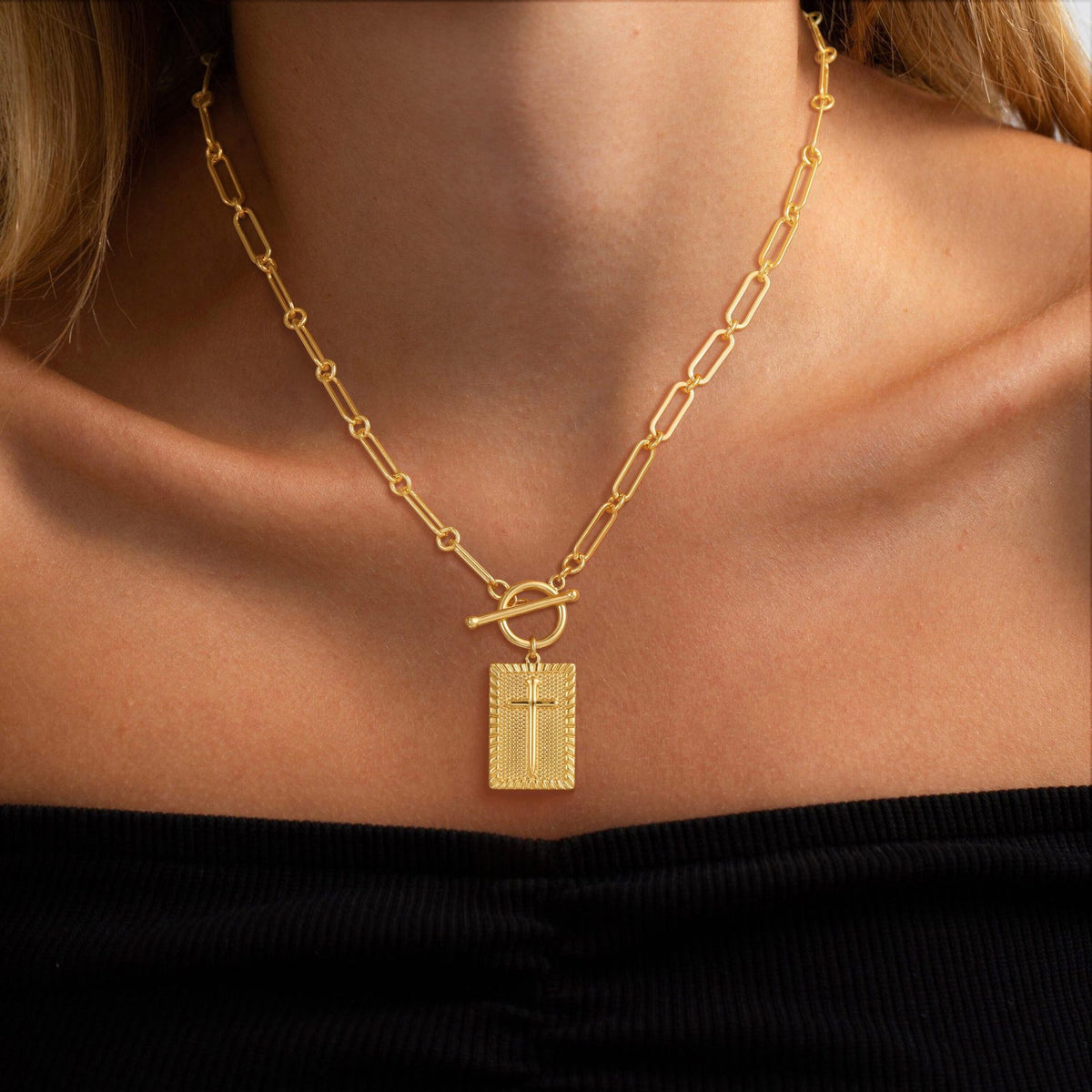 The Reverent Tag Stainless Steel Cross Tag Necklace view 5