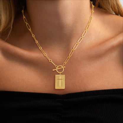 The Reverent Tag Stainless Steel Cross Tag Necklace view 5