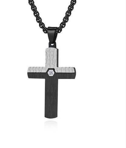 The Modern Cross Men's Stainless Steel Cross Necklace view 10