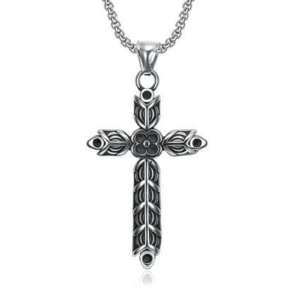 The Floral Cross Stainless Steel Floral Cross Necklace view 2