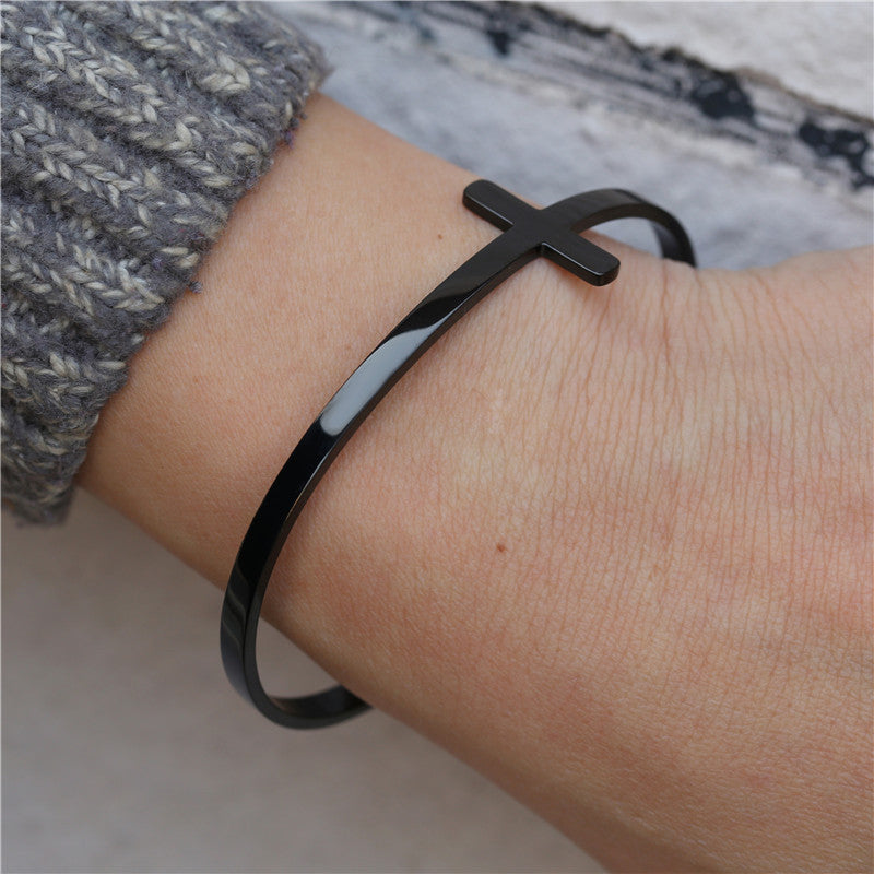 The Gentle Cross Stainless Steel Cross Cuff Bracelet view 8