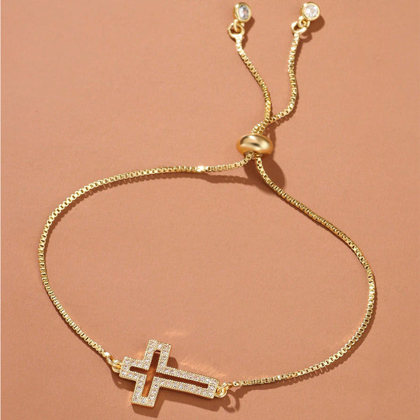 The Grace Horizon - Gold, Silver & Rose Gold Cross Bracelet