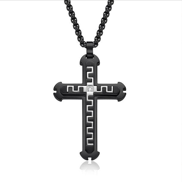 The Modern Cross Men's Stainless Steel Cross Necklace view 11