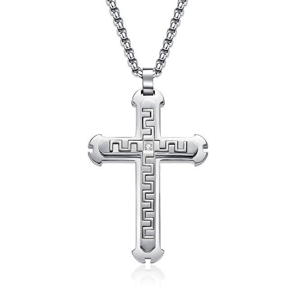 The Modern Cross Men's Stainless Steel Cross Necklace view 4