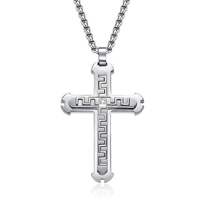 The Modern Cross Men's Stainless Steel Cross Necklace view 4