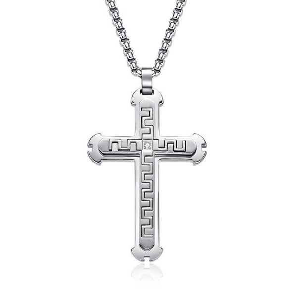 The Modern Cross Men's Stainless Steel Cross Necklace view 4