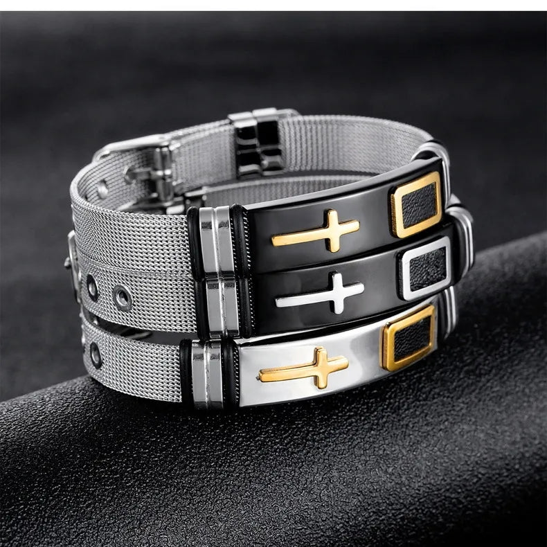 The Gilded Mesh Stainless Steel Mesh Cross Bracelet view 5