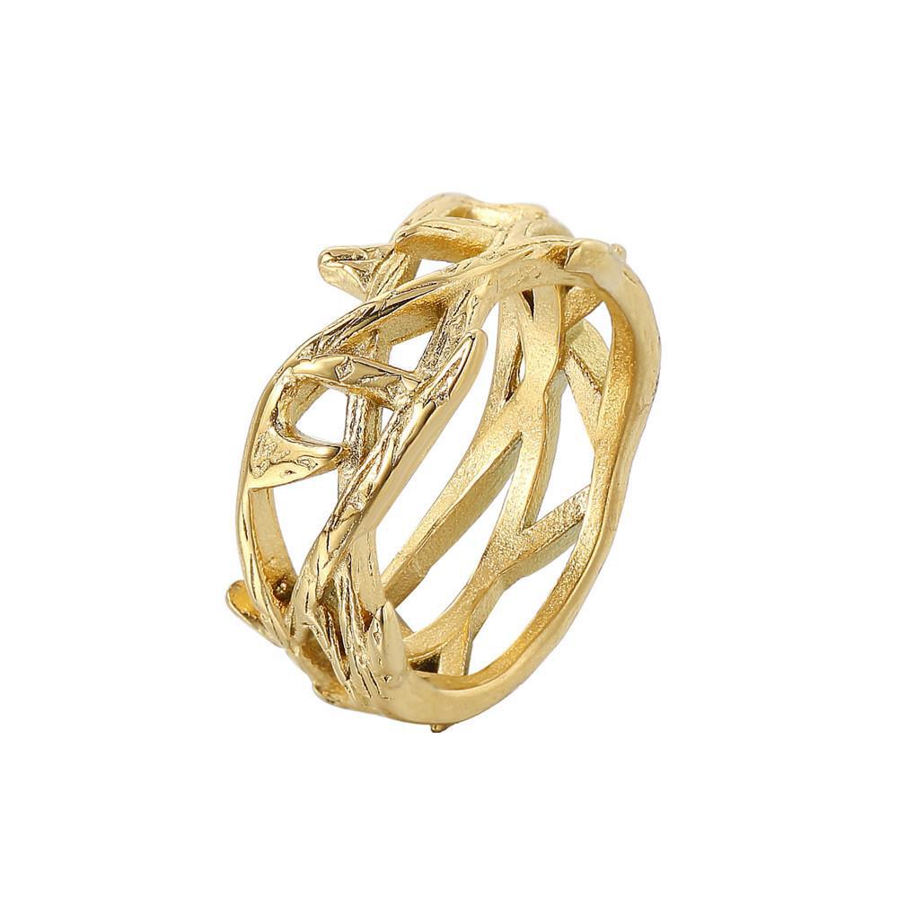 The Reverent Weave Stainless Steel Crown of Thorns Ring view 3