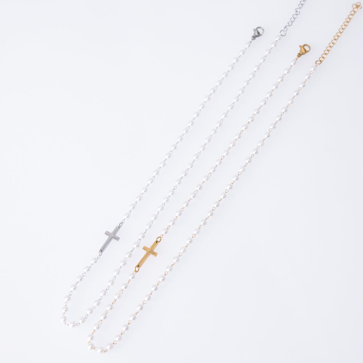 The Devout Pearl Faux Pearl Cross Necklace view 3