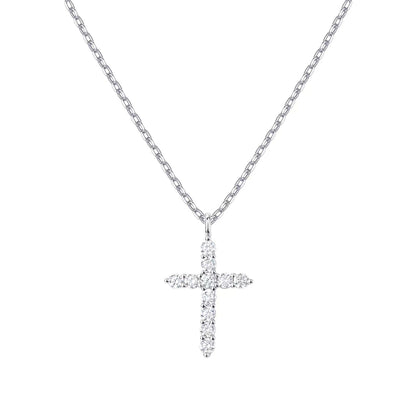 The Luminous Cross 925 sterling silver pave cross necklace