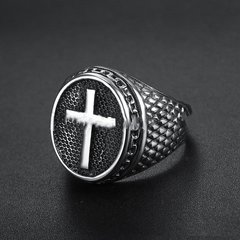 The Enduring Mark Stainless Steel Cross Men's Ring