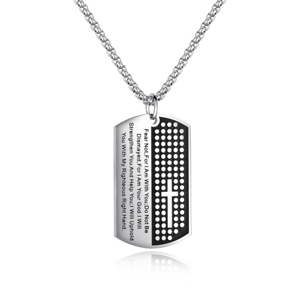 The Steadfast Word Stainless Steel Dog Tag Cross Necklace view 3