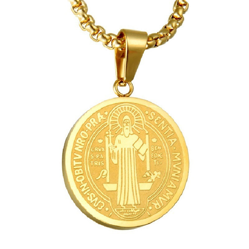 The Benedictine Medal Stainless Steel Saint Benedict Necklace view 5
