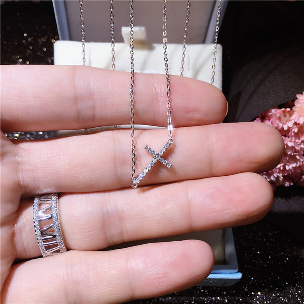 The Horizon Vow - Sterling Silver Sideways Cross Necklace