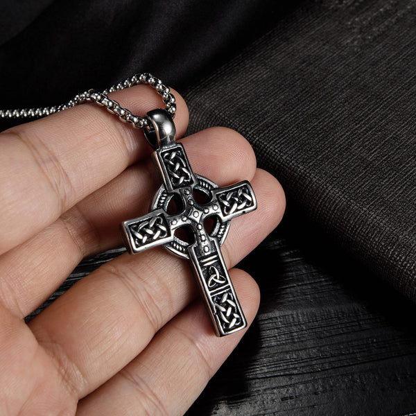 The Ancient Cross Stainless Steel Celtic Cross Necklace view 3