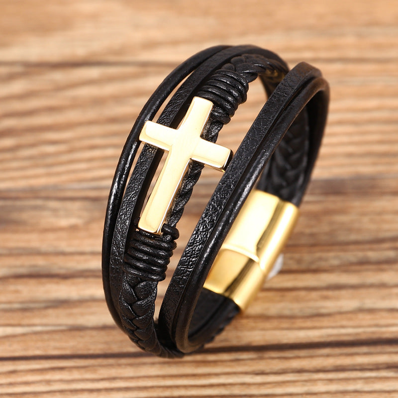 The Braided Devotion Multi-layer Braided Cross Bracelet view 4