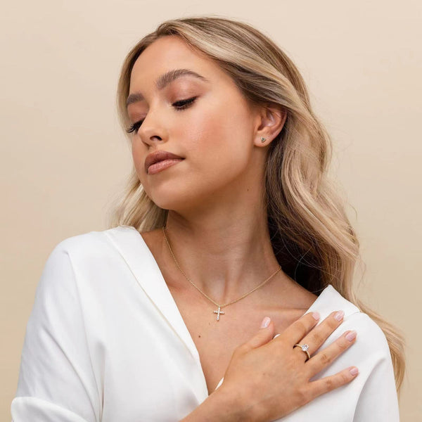 The Divine Spark - Sterling Silver, Rose Gold & Gold Cross Necklace